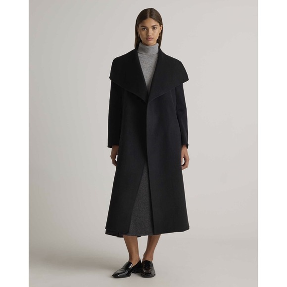 Quince Jackets & Blazers - NWT Quince Double Faced Merino Wool Draped Collar Wrap Coat Long Tie Women's XL